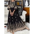 thumbnail image 1 of Bohemian Retro Embroidered Maxi Dress, Waist Flowy Dress for Dating, Party & Daily Wear, 1 of 5