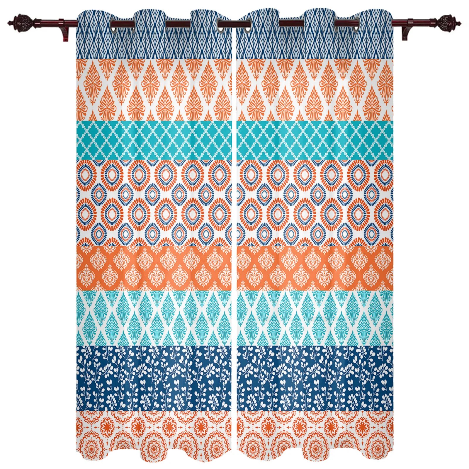 Bohemian Retro Ethnic Printed Drapes In Living Room Modern Curtains for ...