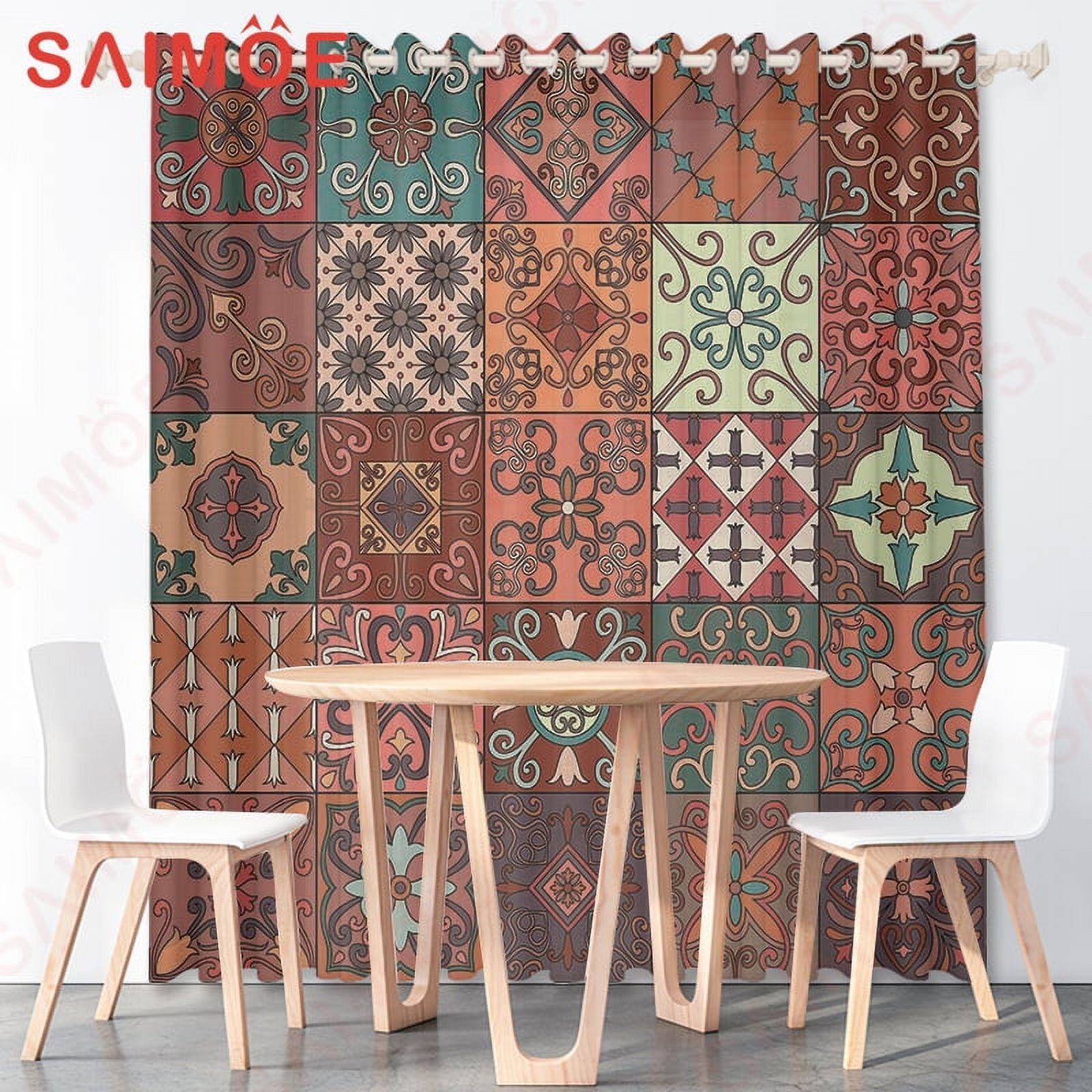 Bohemian Retro Ethnic Style Curtains Half Blackout For Living Room ...