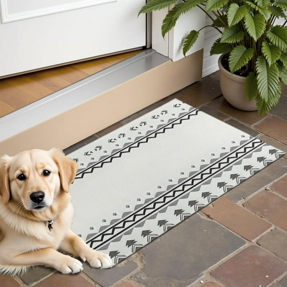 Bohemian Retro Floral Non-Slip Entryway Door Mat,Boho Indoor Decor Durable Low Plush Door Mat,Washable Welcome Rug for Patio Hallway Home Decor 16x24 Inches