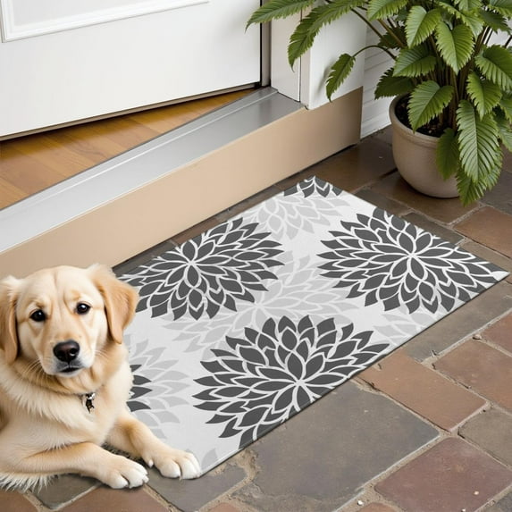 Bohemian Retro Floral Non-Slip Entryway Door Mat,Boho Indoor Decor Durable Low Plush Door Mat,Washable Welcome Rug for Patio Hallway Home Decor 16x24 Inches