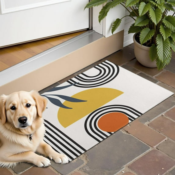 Bohemian Retro Floral Non-Slip Entryway Door Mat,Boho Indoor Decor Durable Low Plush Door Mat,Washable Welcome Rug for Patio Hallway Home Decor 16x24 Inches