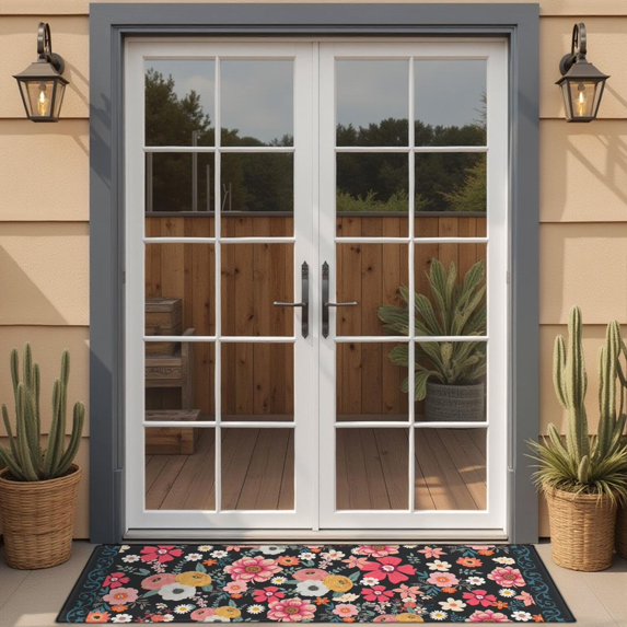 Bohemian Retro Floral Non-Slip Entryway Door Mat,Boho Indoor Decor Durable Low Plush Door Mat,Washable Welcome Rug for Patio Hallway Home Decor 16x47 Inches