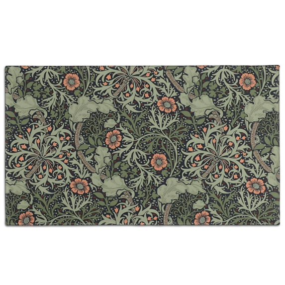 Bohemian Retro Floral Non-Slip Entryway Door Mat,Boho Indoor Decor Durable Low Plush Door Mat,Washable Welcome Rug for Patio Hallway Home Decor 17x30 Inches