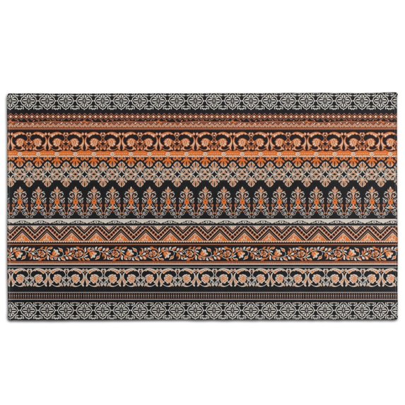 Bohemian Retro Floral Non-Slip Entryway Door Mat,Boho Indoor Decor Durable Low Plush Door Mat,Washable Welcome Rug for Patio Hallway Home Decor 17x30 Inches