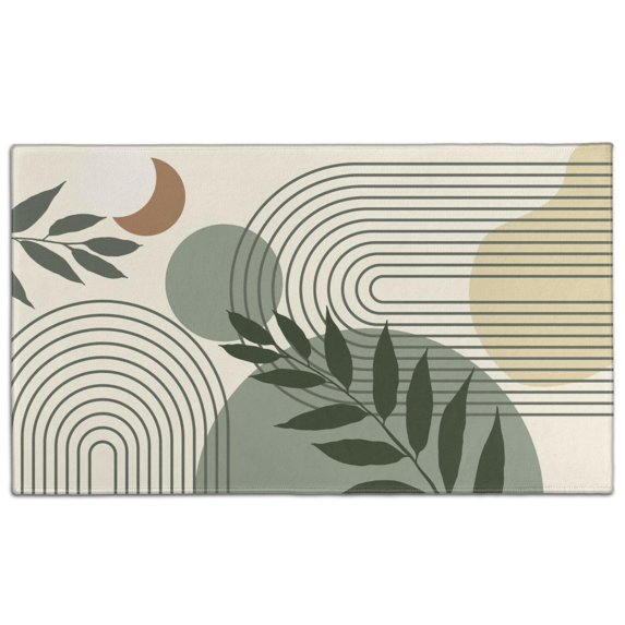 Bohemian Retro Floral Non-Slip Entryway Door Mat,Boho Indoor Decor Durable Low Plush Door Mat,Washable Welcome Rug for Patio Hallway Home Decor 17x30 Inches