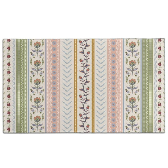 Bohemian Retro Floral Non-Slip Entryway Door Mat,Boho Indoor Decor Durable Low Plush Door Mat,Washable Welcome Rug for Patio Hallway Home Decor 17x30 Inches