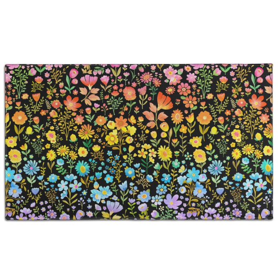 Bohemian Retro Floral Non-Slip Entryway Door Mat,Boho Indoor Decor Durable Low Plush Door Mat,Washable Welcome Rug for Patio Hallway Home Decor 17x30 Inches