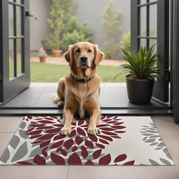 Bohemian Retro Floral Non-Slip Entryway Door Mat,Boho Indoor Decor Durable Low Plush Door Mat,Washable Welcome Rug for Patio Hallway Home Decor 20x32 Inches
