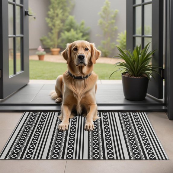 Bohemian Retro Floral Non-Slip Entryway Door Mat,Boho Indoor Decor Durable Low Plush Door Mat,Washable Welcome Rug for Patio Hallway Home Decor 20x32 Inches