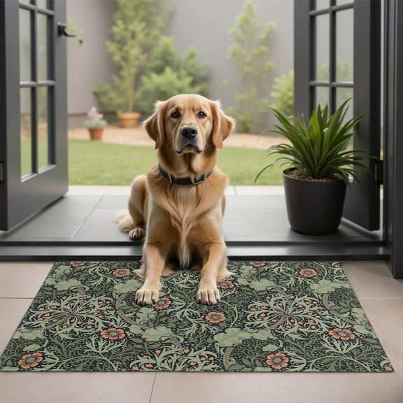 Bohemian Retro Floral Non-Slip Entryway Door Mat,Boho Indoor Decor Durable Low Plush Door Mat,Washable Welcome Rug for Patio Hallway Home Decor 20x32 Inches