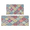 thumbnail image 1 of Bohemian Retro Geometric Patterns Kitchen Rugs and Mats Sets Of 2,Kitchen Decoration Rugs,Rubber Backing Non-Slip Floor Mat for Sink Washable Waterproof Laundry Room Runner Rugs, 1 of 7