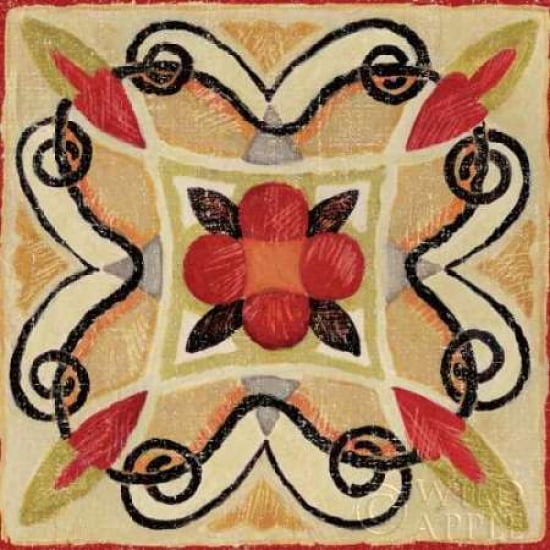Bohemian Rooster Tile Square I Canvas Art - Daphne Brissonnet (24 x 24)