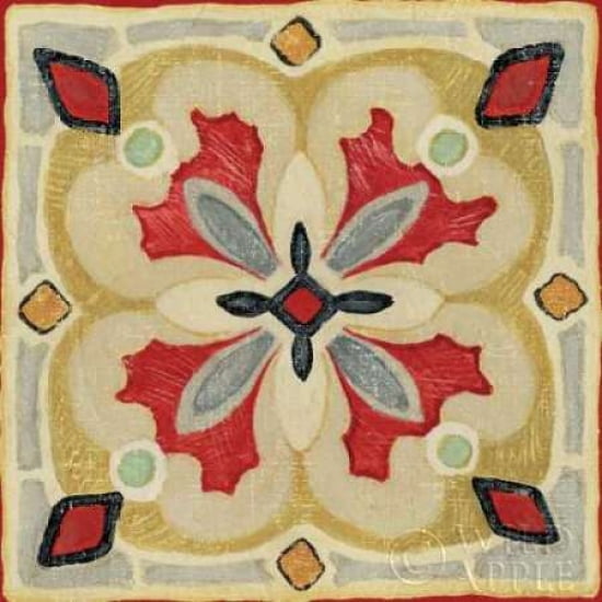 Bohemian Rooster Tile Square III Canvas Art - Daphne Brissonnet (24 x 24)
