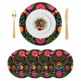 thumbnail image 1 of Bohemian Round 15 Inch Placemats Set of 4, Red Green Tribal Mexican Abstract Flower HeatResistant Non Slip Place Mats for Dining Table, Wipeable Braided Kitchen Table Mats for Housewarming, 1 of 9