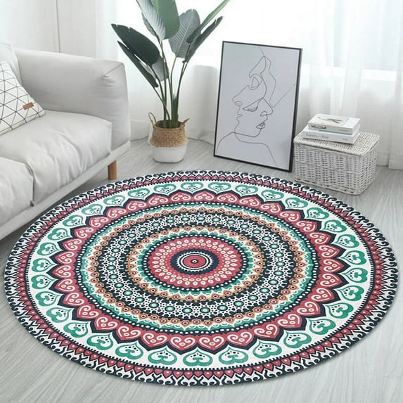 Bohemian Round Carpet Living Room Bedroom Bedside Rug Simple Washable Non-slip Mat Computer Chair Round Rug Bedroom ration
