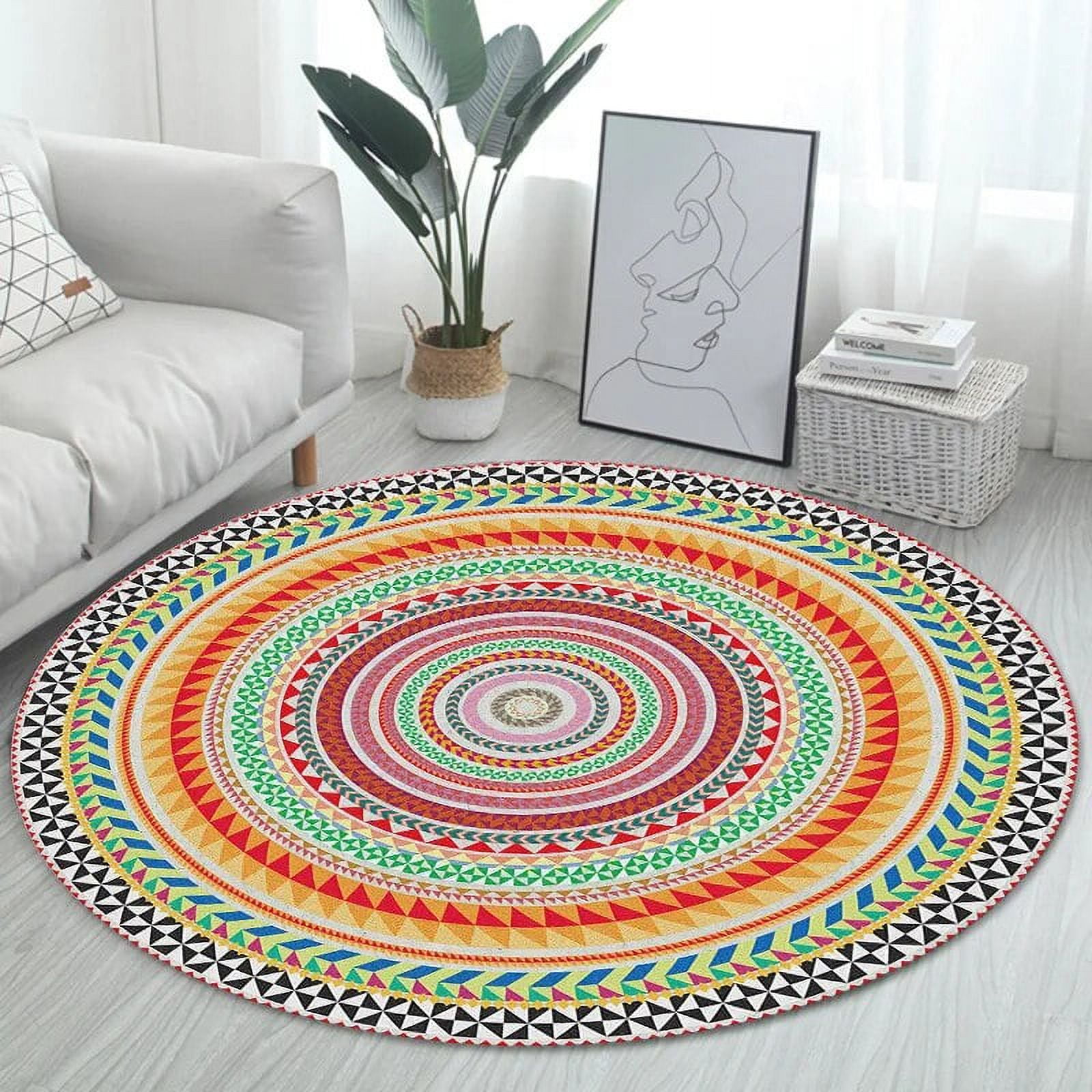Bohemian Round Carpet Living Room Bedroom Bedside Rug Simple Washable