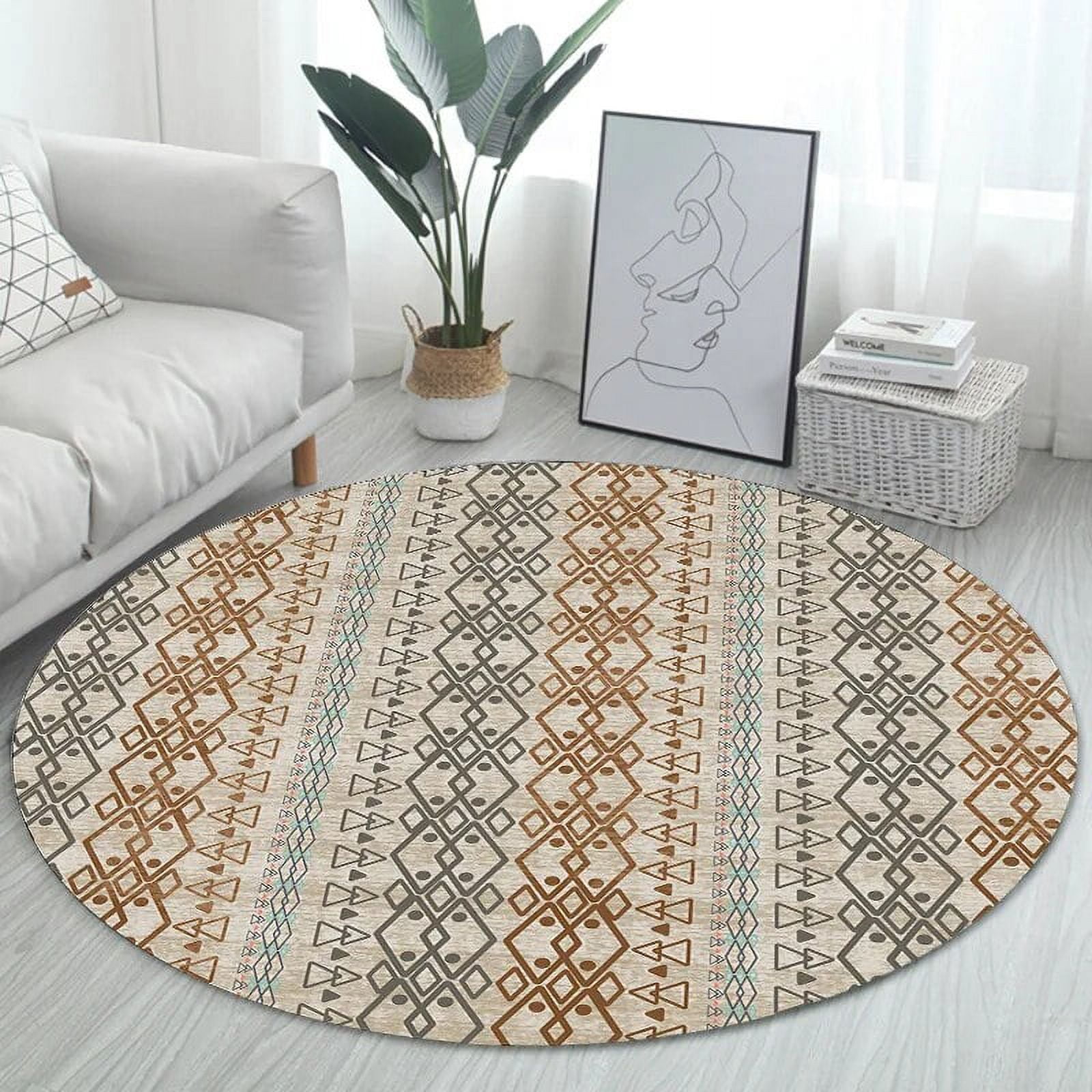 Bohemian Round Carpet Living Room Bedroom Bedside Rug Simple Washable
