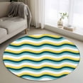 thumbnail image 1 of Bohemian Round Living Room Rugs 4 ft, Summer Abstract Ocean Wave Irregular Colorful Stripes Washable Area Rug with Non-Slip Sturdy Edge Binding Round Carpet for Entryway Kitchen Bedroom Bathroom, 1 of 9