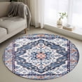 thumbnail image 1 of Bohemian Round Rugs for Living Room 3ft Vintage Tribal Boho Floral Monaco Ethnic Style Blue Non Slip Circle Rug Washable Low-Profile Indoor Carpet for Bedroom, Dining Room, Bathroom, 1 of 9