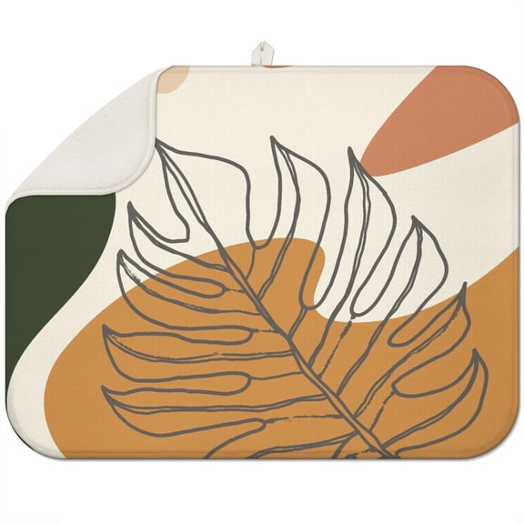 Bohemian Rustic Folk Style Bar Counter Draining Mat Utensil Drip Tray Colorful Reversible Design Dish Drying Pad for Kitchen Counter Coffee Bar Drying Use