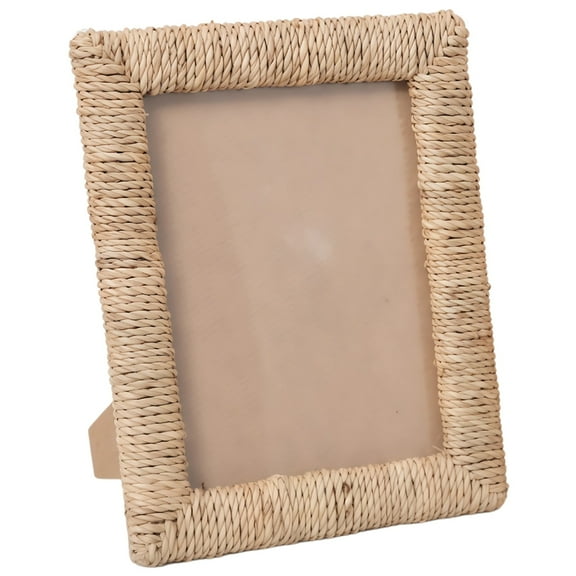 Bohemian Seagrass Picture Frame, Photo Frame for Home Decor, Nordic Style with Glass Protection and Cardboard Back Support, Perfect for Gifts, Suitable for 6 x 8 in Photos