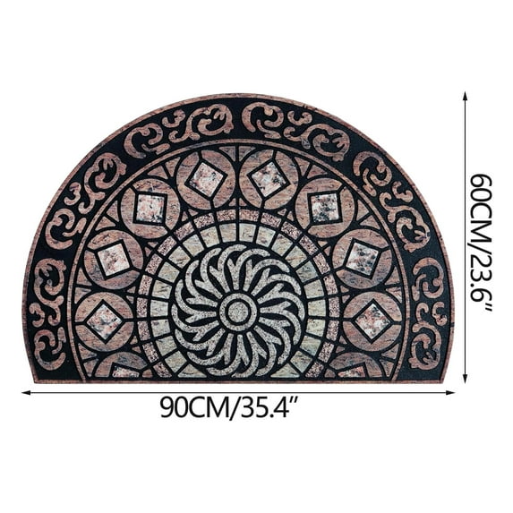 Bohemian Semi-Circular Doormat 24x35 Inch Non-Slip Entryway Floor Mat with Crystal Velvet for Home Decor Style B