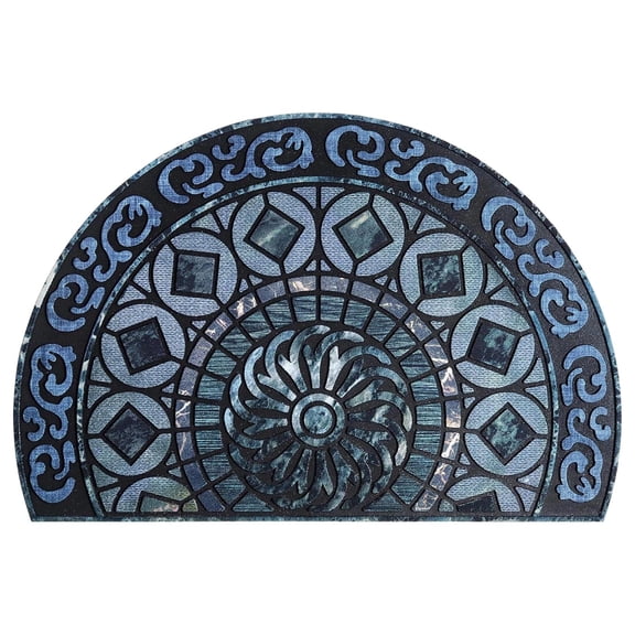 Bohemian Semi-Circular Doormat Crystal Velvet Entryway Rug Non-Slip Floor Mat for Indoor Home