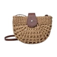 thumbnail image 1 of Bohemian Semi-Circular Hollow Straw Bag For Women, Woven Rattan Tote Crossbody Beach Bag, Boho-Chic Summer Handbag For Festival Vacation Casual, 1 of 6