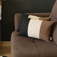 thumbnail image 1 of Bohemian Set of 2 Handmade Decorative Throw Pillow Solid Jacquard 12" x 20" Black & Gray & Brown Lumbar for Couch, Bedding, 1 of 6