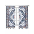 thumbnail image 1 of Bohemian Sheer Curtains 2 Panels Set Vintage Tribal Boho Floral Monaco Ethnic Style Blue Lihgt Filtering Rod Pocket Voile Drape, Semi Sheer Window Curtains for Bedroom Living Room, 52"x72", 1 of 5