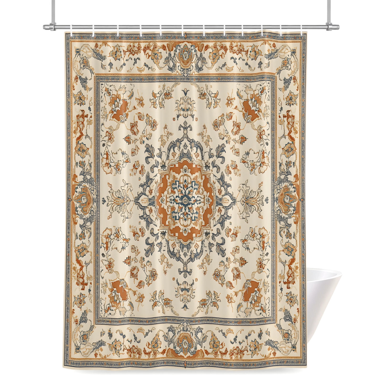 Bohemian Shower Curtain, Ethnic Vintage Oriental Floral Pattern ...