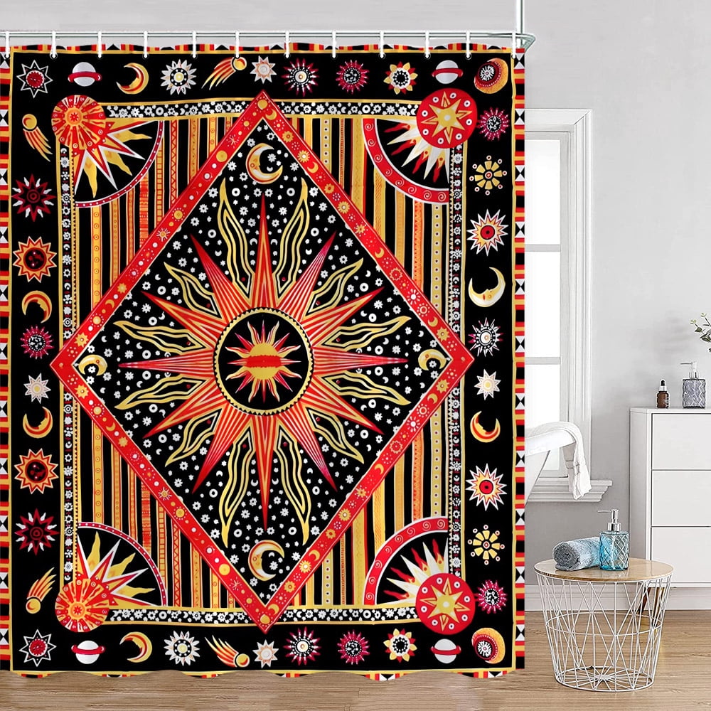 Bohemian Shower Curtains Abstract Boho Retro Pattern Vintage Home Decor
