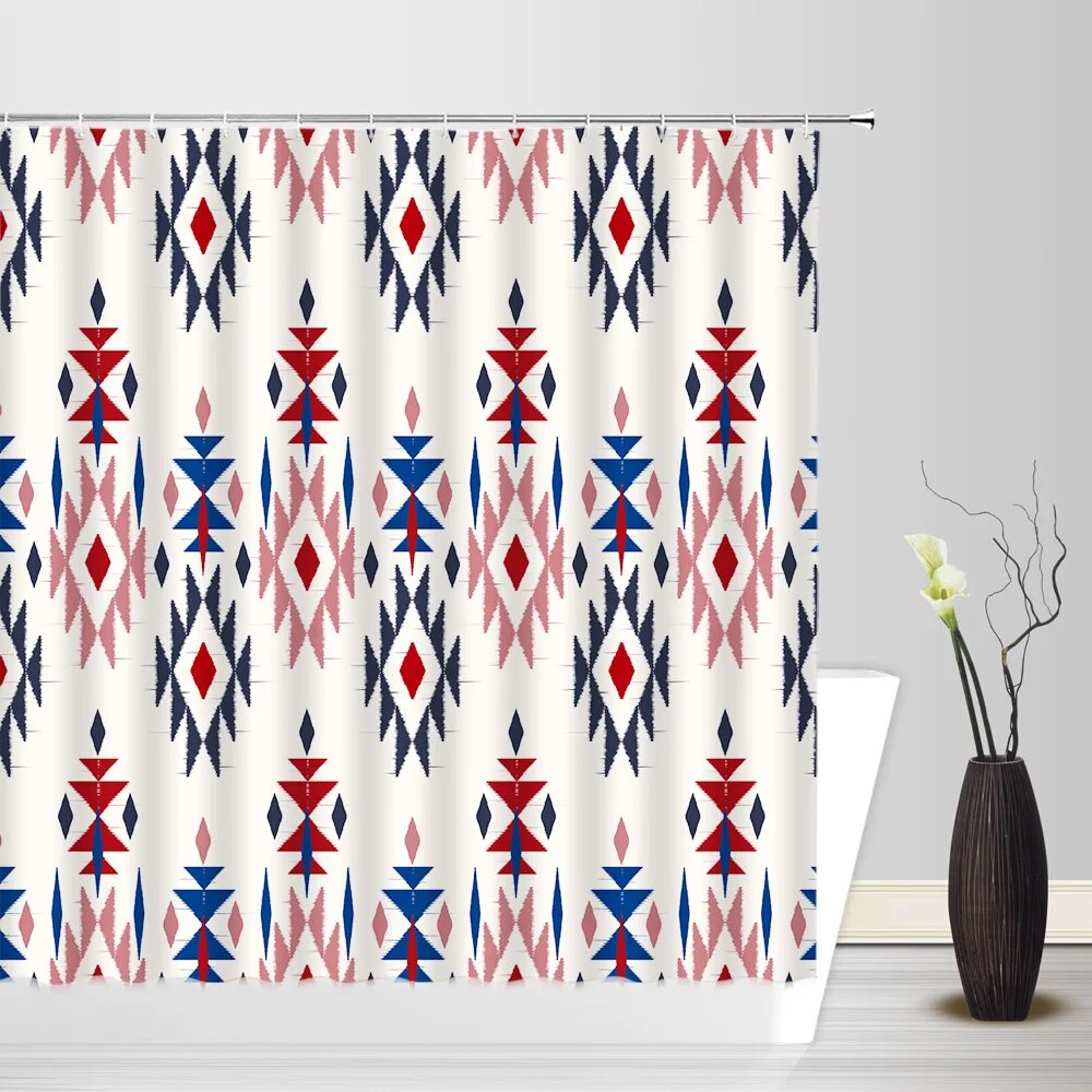 Bohemian Shower Curtains Aztec Ethnic Style Abstract Scandinavian Mid