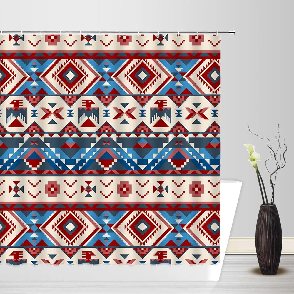 Bohemian Shower Curtains Aztec Ethnic Style Abstract Scandinavian Mid
