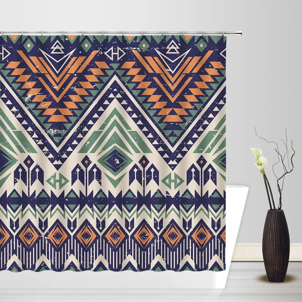 Bohemian Shower Curtains Aztec Ethnic Style Abstract Scandinavian Mid