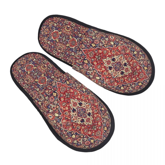 Bohemian Silk Antique Persian Rug Soft Memory Foam House Slippers Women Turkish Ethnic Kilim Comfy Warm Anti-Skid Slipper