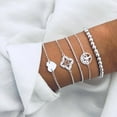 thumbnail image 1 of Bohemian Silver Color Bracelet Set For Women Rhinestones Butterfly Charm Tennis Chain Bangle Girls Fashion Party Jewelry, 1 of 6