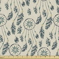 thumbnail image 1 of Ambesonne Bohemian Fabric by the Yard Upholstery, Dream Catchers Feathers, 2 Yards, Eggshell Dark Teal, 1 of 5