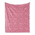 thumbnail image 1 of Bohemian Soft Flannel Fleece Throw Blanket, Continuous Pattern with Abstract Design Feathers Abstract, Cozy Plush for Indoor and Outdoor Use, 50" x 70", Pastel Pink and White, by Ambesonne, 1 of 5
