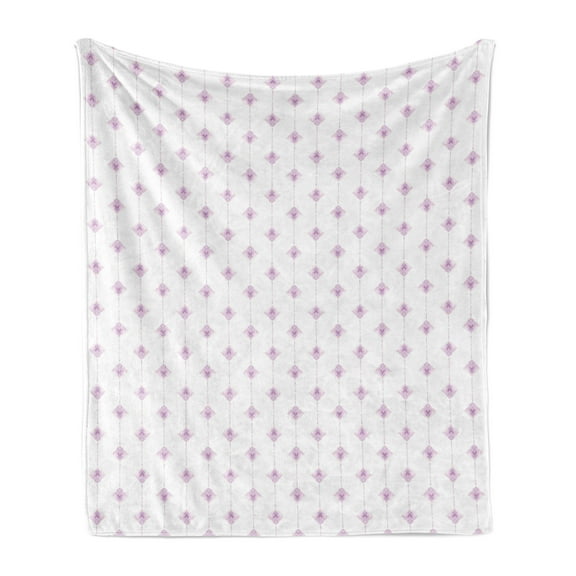 Bohemian Soft Flannel Fleece Throw Blanket, Traditional Inspired Flourishing Oriental, Cozy Plush for Indoor and Outdoor Use, 50" x 70", Pale Purple Pale Mauve, by Ambesonne