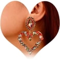 thumbnail image 1 of Bohemian Sparkling Heart Crystal Dangle Earrings Rhinestone Chandelier Earrings Festival Prom Party Accessories for Women, 1 of 5