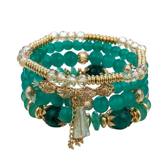 Bohemian Stackable Bead Bracelets Stackable Bead Bracelets Ladies Mens Stretch Multilayer Bracelet Set Multicolor JewelryBohemian Handmade Jewelry Beads Stretch Bracelet Set