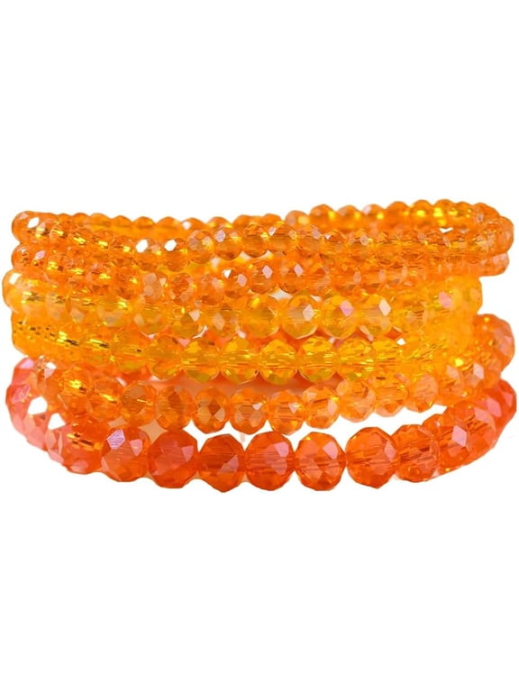 Bohemian Stackable Bracelets Set Boho Beaded Stretchable Bracelets for Women Multi-layer Crystal Beads Charms Beach Jewelry Trendy Costume Decorations