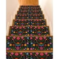 thumbnail image 1 of Bohemian Stair Treads for Wooden Steps Indoor Runner Rug Carpet, Red Green Tribal Mexican Abstract Flower 4 Pieces Peel and Stick Staircase Step Treads Covers Washable Throw Door Mats, 30"x8", 1 of 6