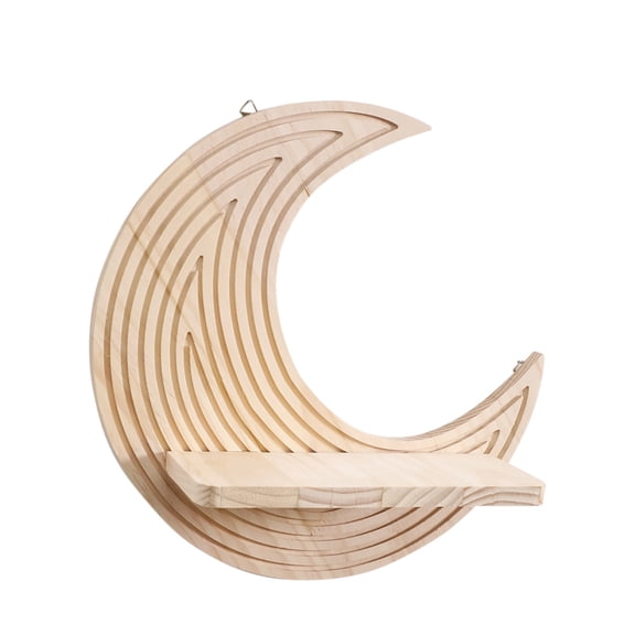 Bohemian Star Moon Wooden Wall Shelf, Handmade Craft Storage Rack, Wall Mounted Flower Pot Holder for Home Interior Layout, Living Room Wall and Green Plant Display Use