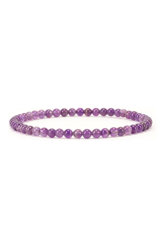 Bohemian Stretch stone beads Bracelets Amethyst 4mm Sizes - Gemstone Beaded Bracelets For Women and Men 6.5-7.2in Round bangle