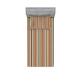 thumbnail image 1 of Bohemian Stripe Fitted Sheet & Pillow Sham Set, Folk Tribal Style Vivid Grandiose Lines Stripes and Patterns Drops Waves, Decorative Printed 4 Piece Bedding Decor Set, Twin, Multicolor, by Ambesonne, 1 of 3