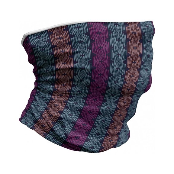 Bohemian Stripe Neck Gaiter, Modern Boho Vivid Design, Unisex, Hot Pink Aqua, by Ambesonne