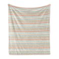 thumbnail image 1 of Bohemian Stripe Soft Flannel Fleece Throw Blanket, Theme Vintage Striped Abstract Patterns, Cozy Plush for Indoor and Outdoor Use, 50" x 70", Salmon Pale Blue Sepia, by Ambesonne, 1 of 6